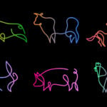 line drawings of farm animals