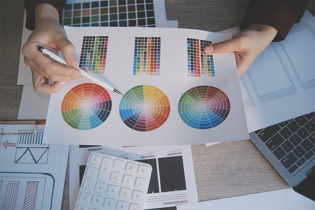 multiple color wheels on a sheet of a4 paper