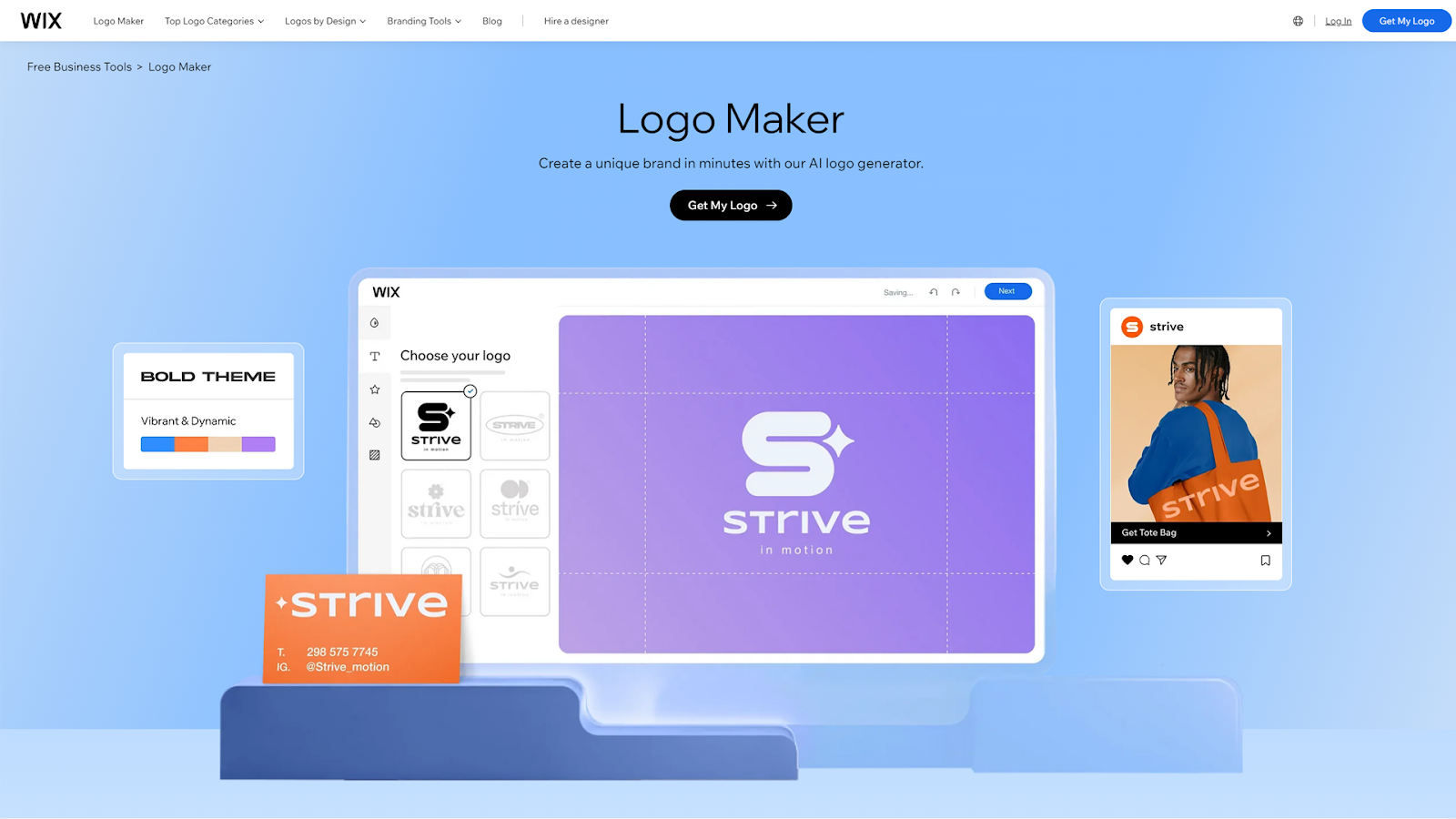 Wix logo maker homepage