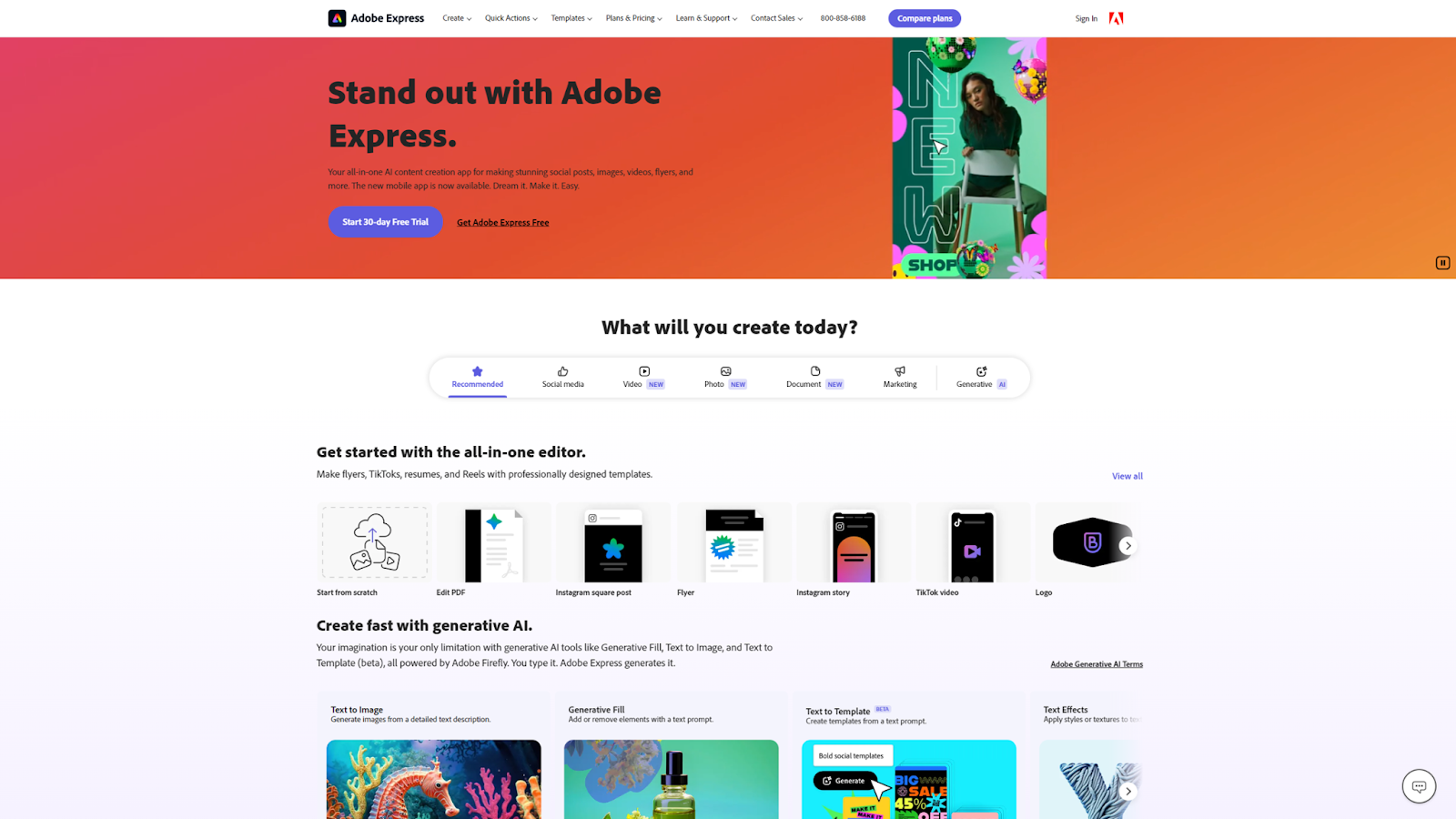 Adobe Express homepage