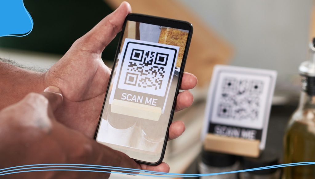 Person scanning a QR code with their smart phone