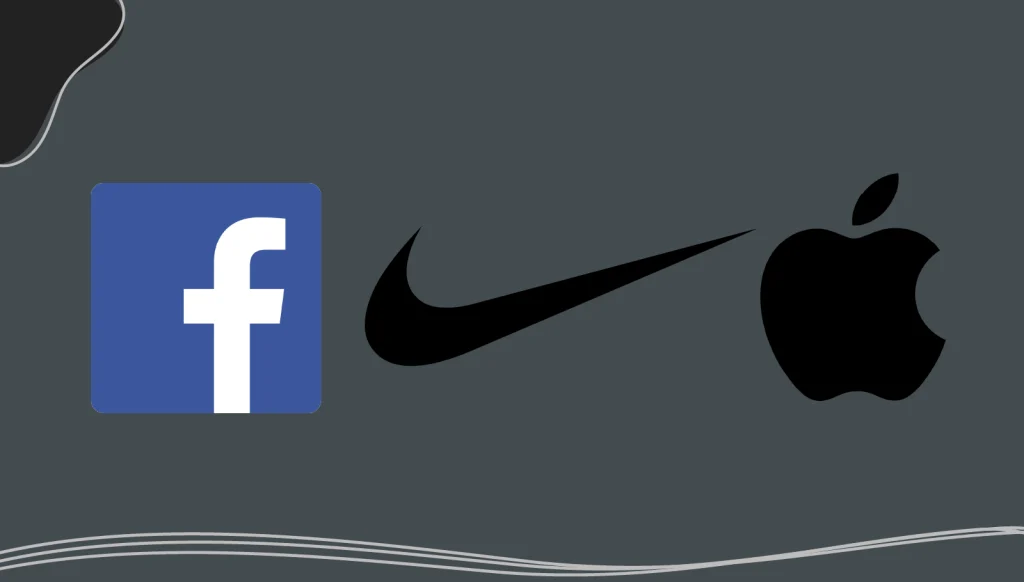 Facebook, Nike, and Apple minimalist logos 