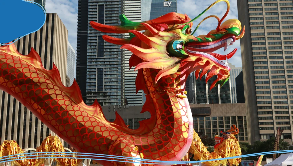 A Chinese dragon in a street parade