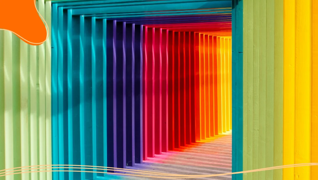 A corridor of coloured layers