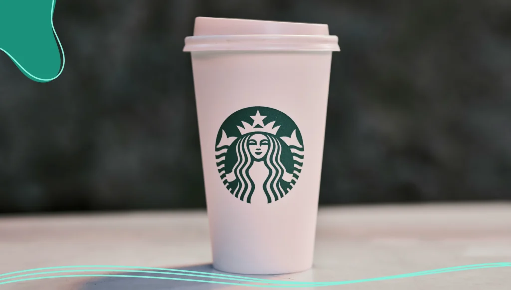 A Starbucks drinking cup with their modern logo design but without text showing