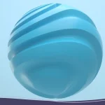 Pastel colored sphere with twisted lines on an isolated background