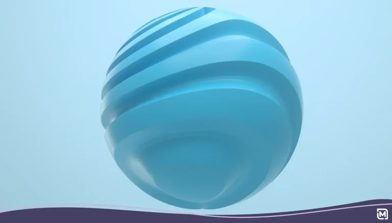 Pastel colored sphere with twisted lines on an isolated background