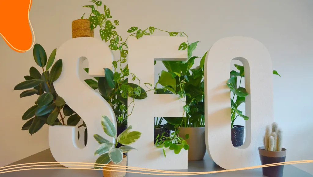 SEO spelt out in large white letters.