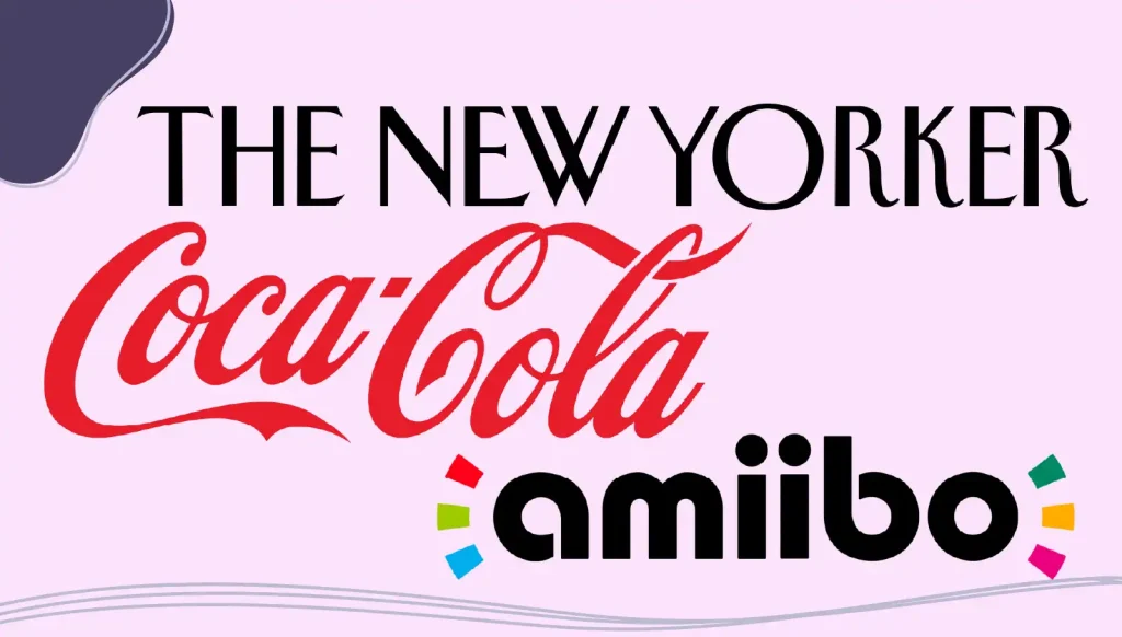 The New Yorker, Coca-Cola, and Amiibo logos