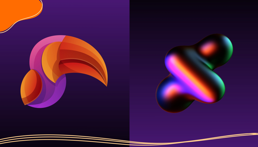 Two different 3d gradient glowing logos